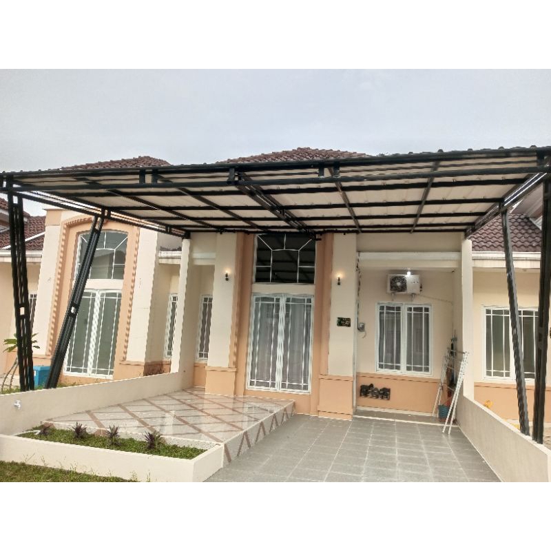 Kanopi atap UPVC Alderon rongga rangka besi galvanis