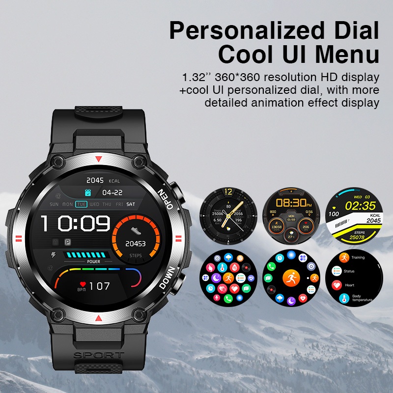 AITO Tetra R2 Smartwatch Waterproof IP68 Bluetooth Call Jam Tangan Pria Sleep Heart Rate Blood Pressure Monitoring Jam Tangan Wanita Sport Watch 400mAh Super Long Standby SmartWatch-6