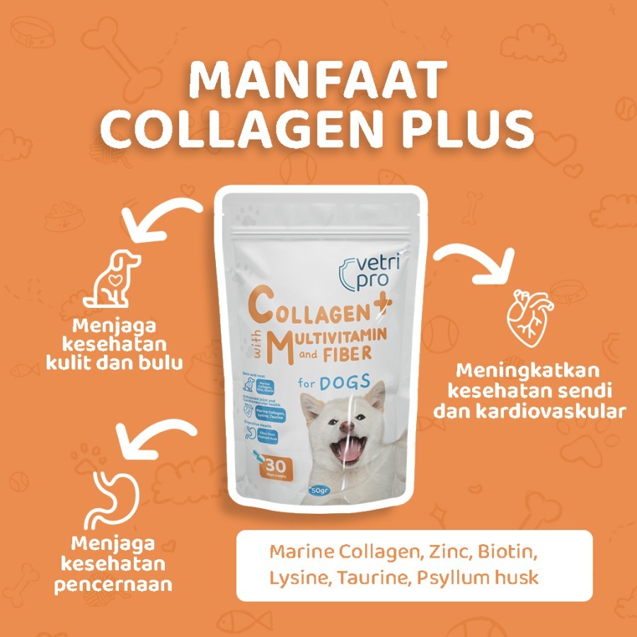 Collagen Plus by VETRIPRO with Multivitamin and Fiber for Dog/Anjing