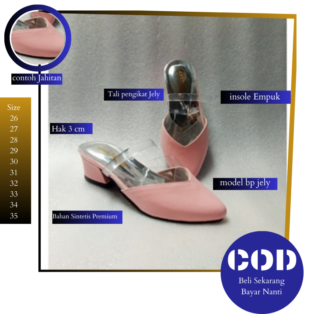 Sepatu Pesta Anak Perempuan Hak Rendah 3 cm Sandal Sendal Wanita Anak Jelly Lancip