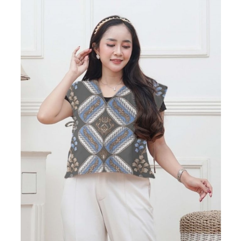 New Vest Batik Atasan Wanita Rompi Baju Kantor kekinian