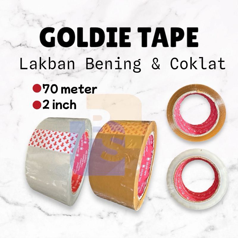 

Lakban Isolasi OPP GOLDIE TAPE Coklat Bening 70 Meter 2 INCH 48mm x 70 Meter LEBAR MURAH LENGKET KUAT