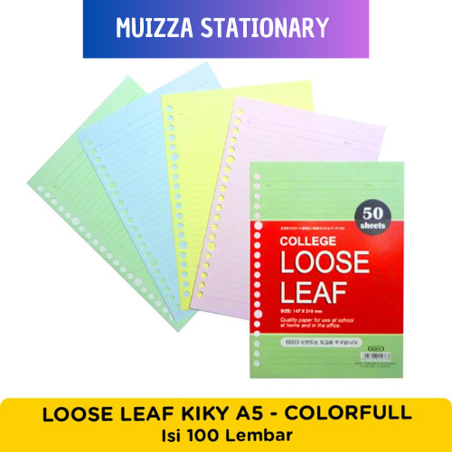 

KIKY Loose Leaf Colorfull / Loose Leaf Warna Ukuran A5 Isi 50 Lembar