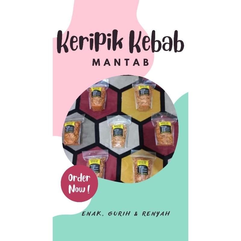 

KERIPIK KEBAB BALADO, KERIPIK KEBAB JAGUNG BAKAR, KERIPIK KEBAB BBQ, KERIPIK KEBAB SAPI PANGGANG, KERIPIK KEBAB KEJU