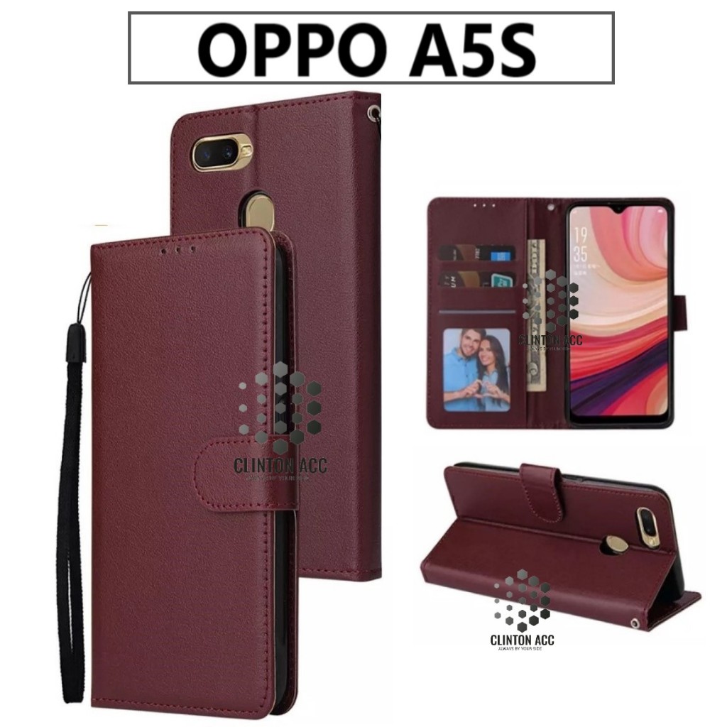 CASE HP OPPO A5S FLIP WALLET LEATHER DOMPET KULIT SOFTCASE PREMIUM FLIP COVER SARUNG BUKA TUTUP FLIP