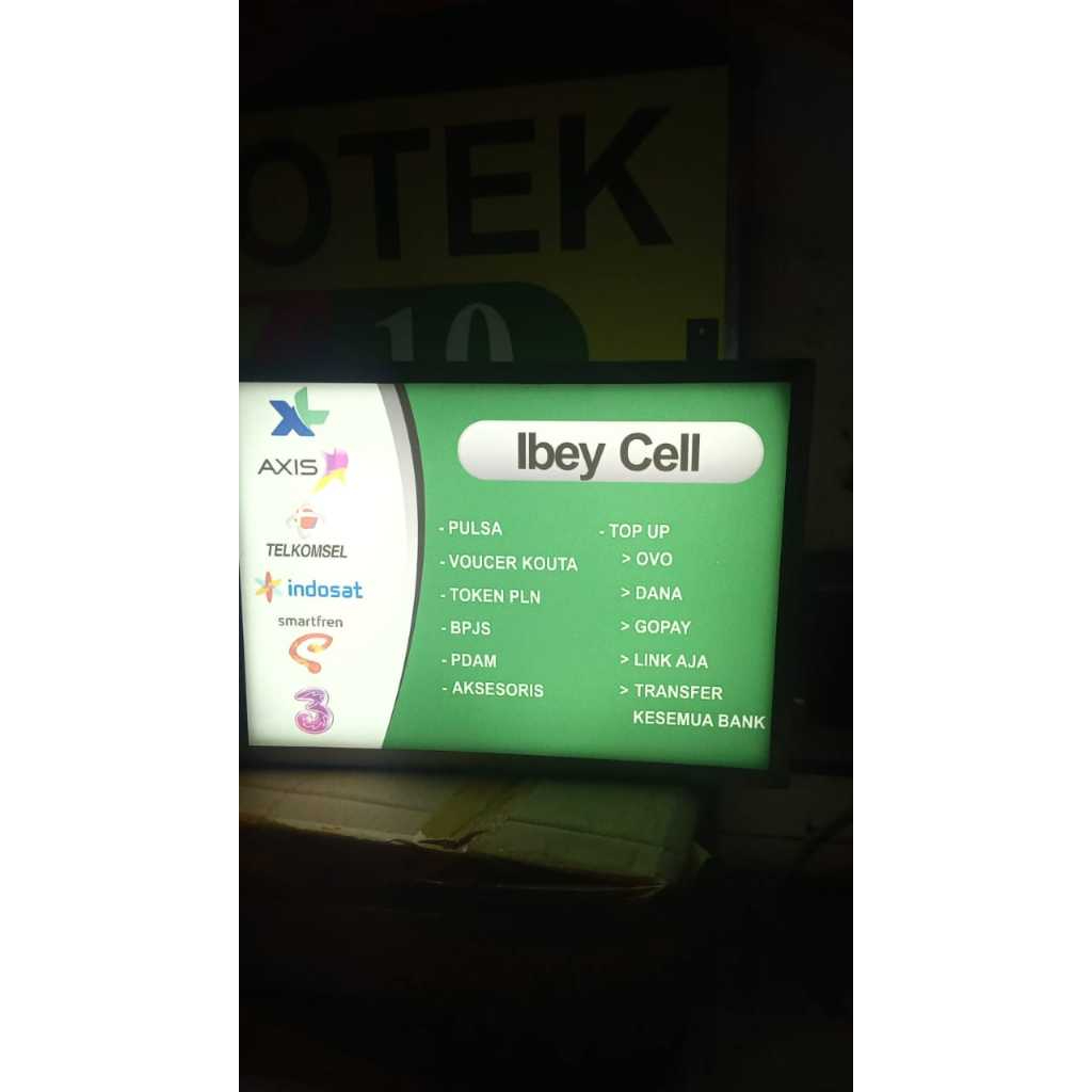 Neon Box konter Akrilik 2 muka ukuran 20x30