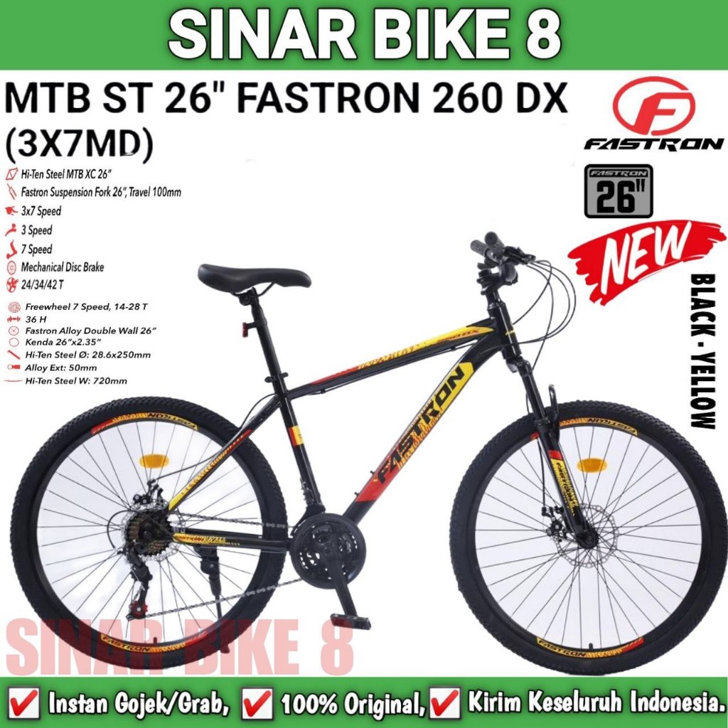 Sepeda Gunung MTB FASTRON 260 DX Ukuran 26 Inch Rem Cakram Dewasa