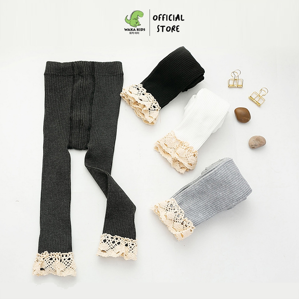 Celana Legging Bayi Anak Perempuan Rajut Cotton Knit Rib Renda Import 4325 Venrz