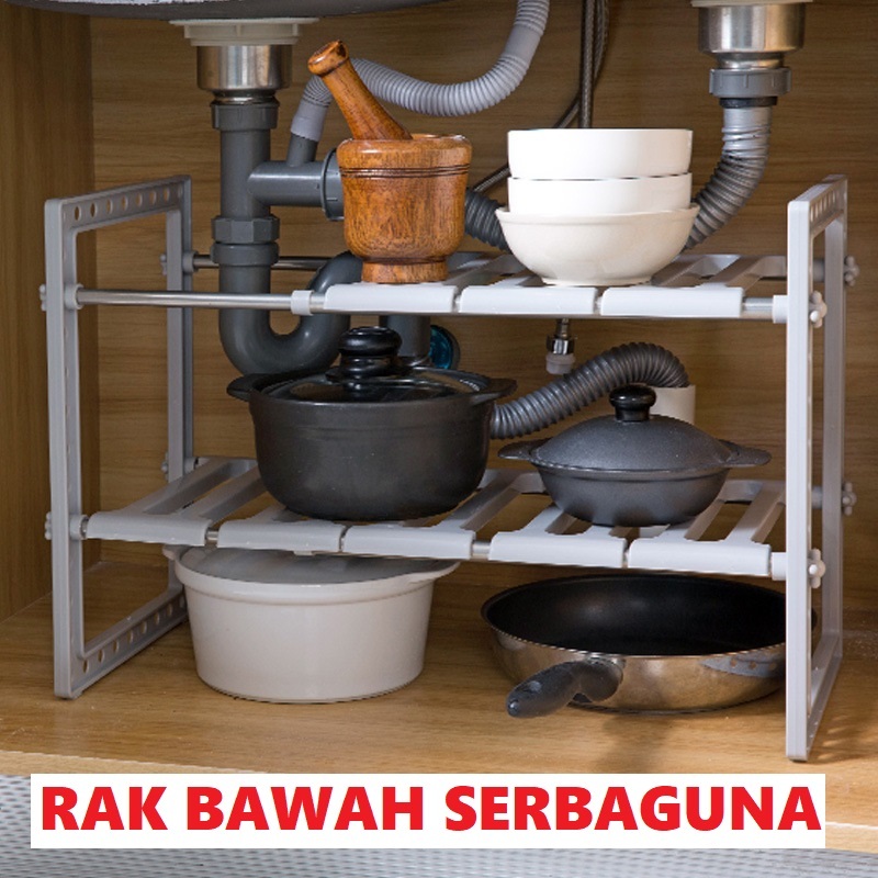 02 HOME PERLATAN DAPUR -  Rak Panci rak Bawah Wastafel Dapur 2 Susun Serbaguna / 2 Layer rak panci b