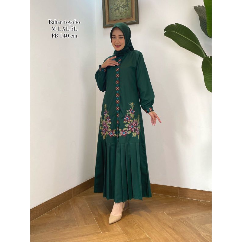 RILPIC/gamis katun toyobo/gamis toyobo premium/dress toyobo bordir/gamis kancing depan busi/by ridd