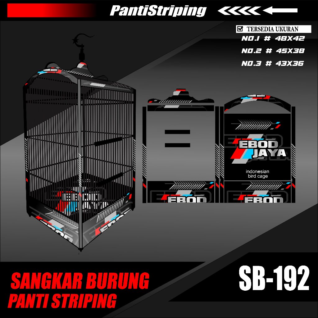 Stiker [ BERKUALITAS ] Decal Sangkar Burung Kotak Persegi No. 1, 2, 3 Sangkar kacer,pentet EBOD JAYA