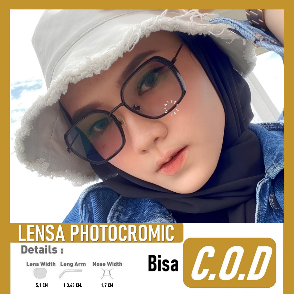 Kacamata Kotak 0039 Paket Lensa Photocromic Blueray Bluecromic Anti Radiasi Gratis Lensa Minus Dan C