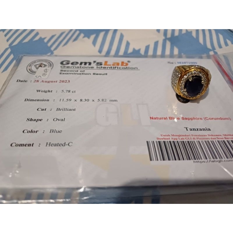 NATURAL BLUE SAPPHIRE (CORUNDUM) + MEMO