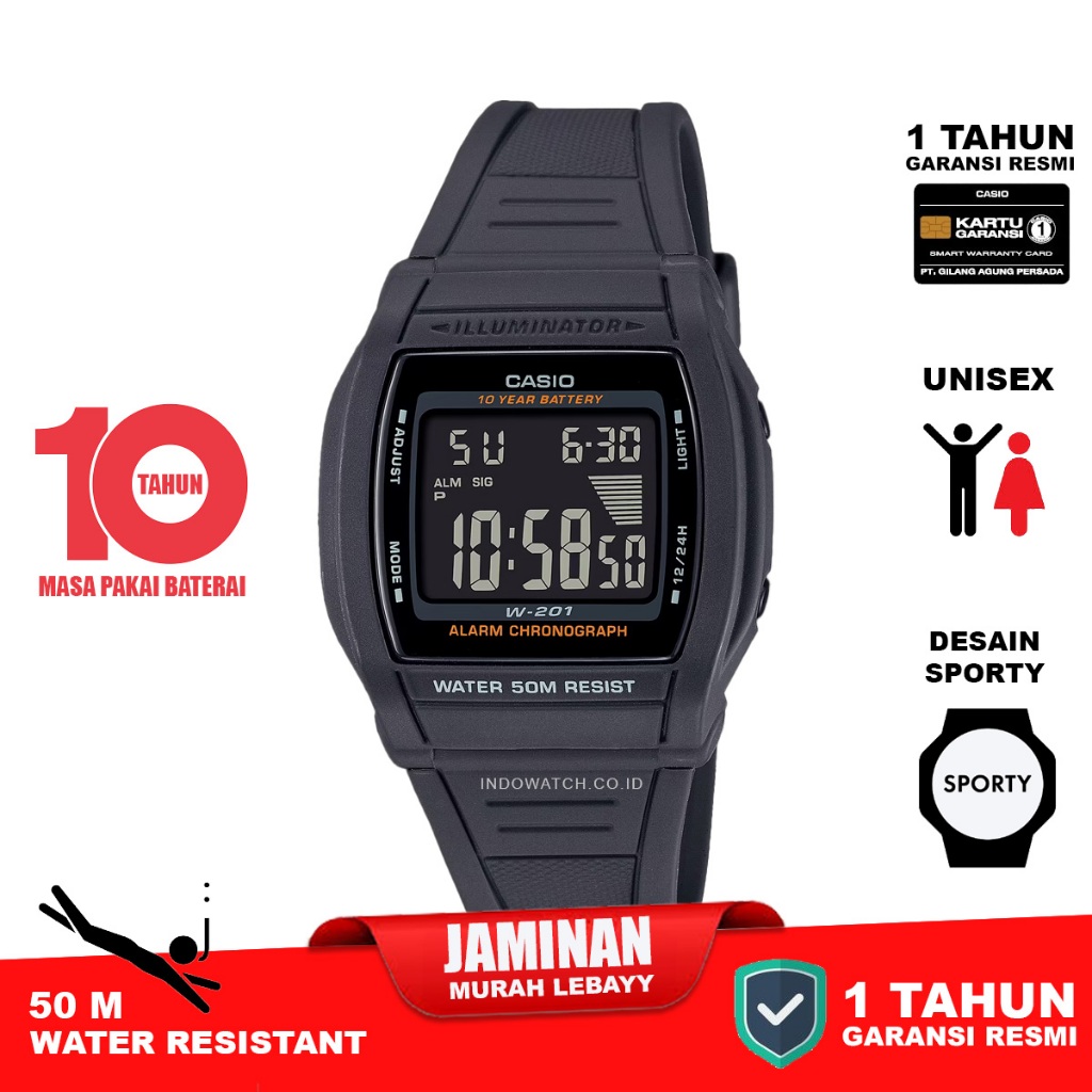 Casio W-201-1BV w201 w 201 original garansi resmi