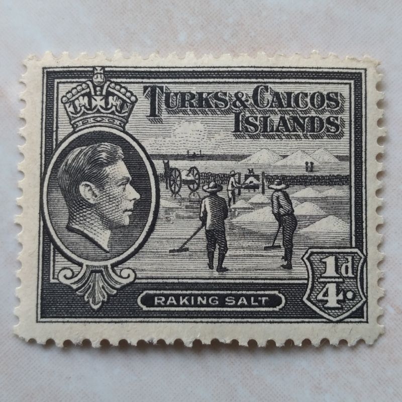 

Prangko Kuno Turks and Caicos Island Raking Salt 1938 - YN889