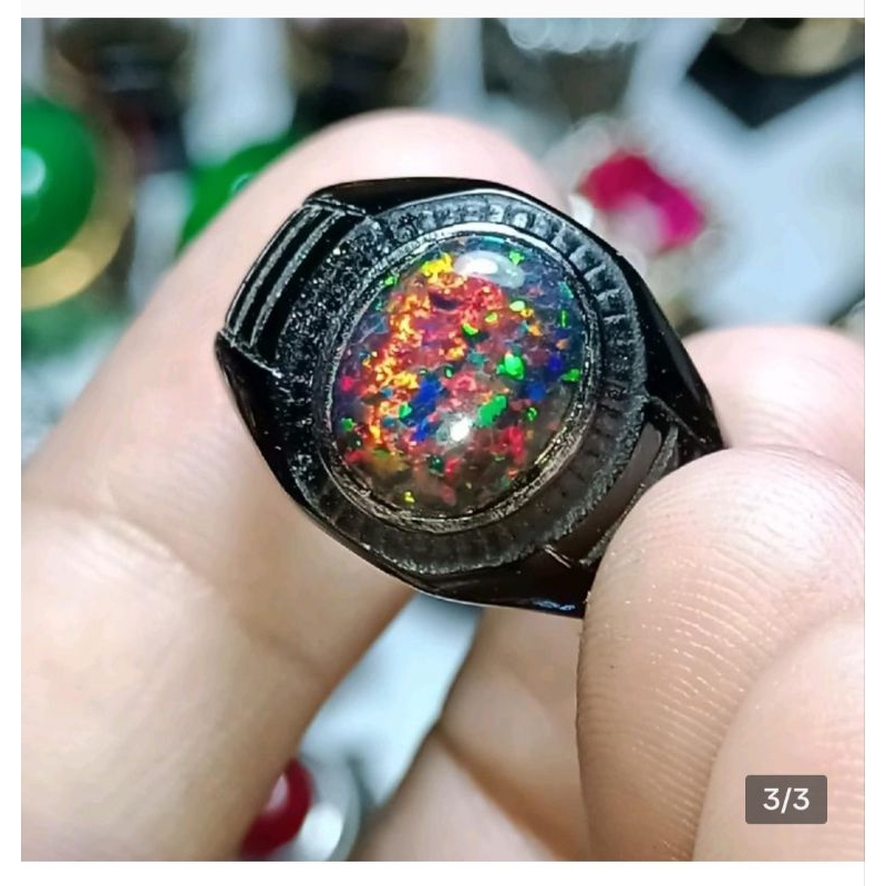 Batu cincin black Opal Australia