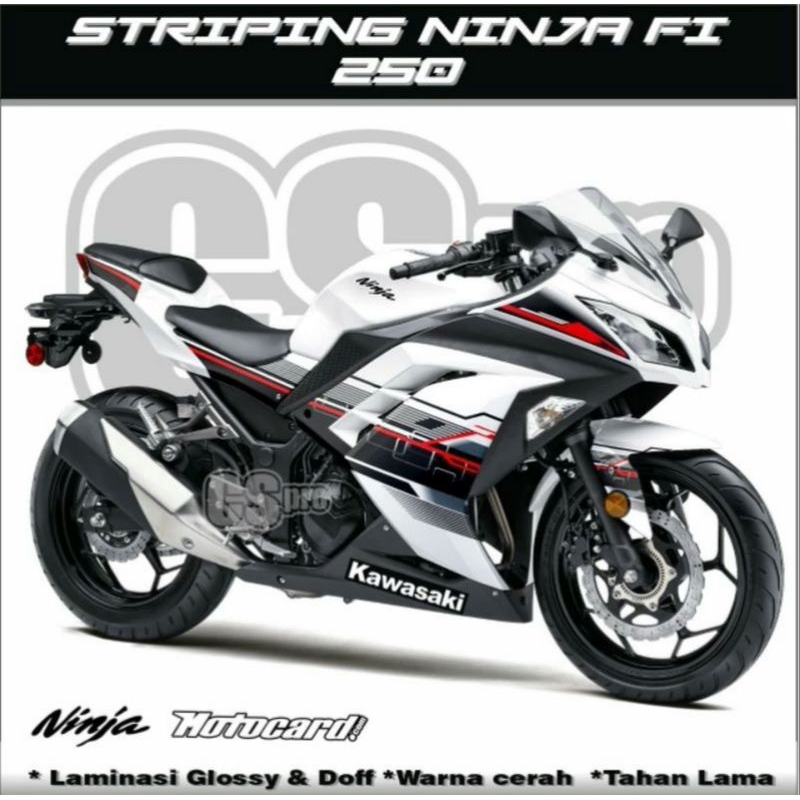 stripping lis decal variasi kawasaki ninja fi 250 stripping ninja 250 fi putih lis merah hitam putih