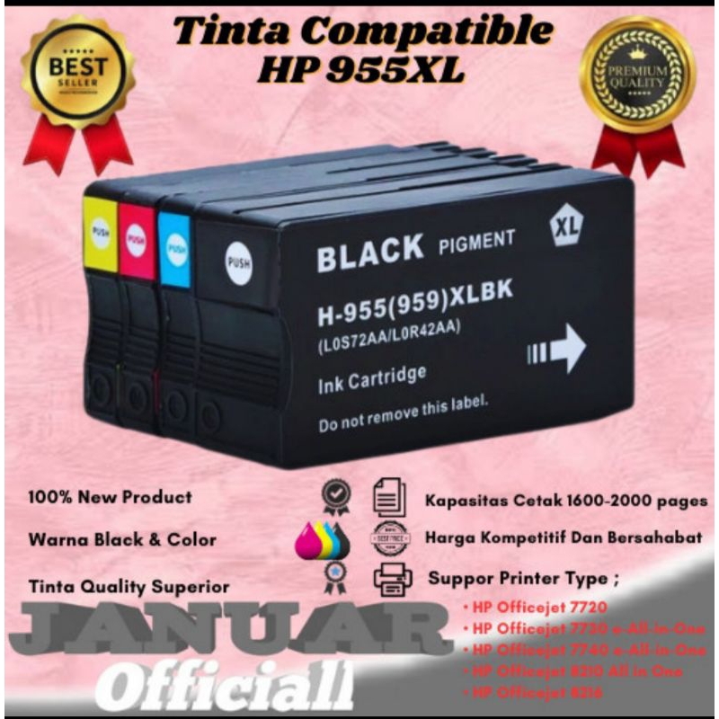Tinta Catridge Compatible HP 955XL 955XL (1 Set) Plus Chip For Officejet Pro 7720 7730 7740
