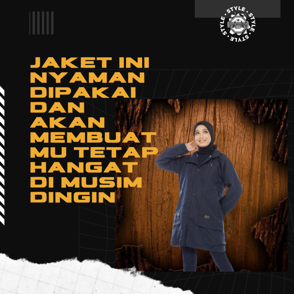 Jaket Parka Atasan Fashion Wanita Muslimah Kekinian Lengan Panjang Hijaber Waterproof Anti air Moza 