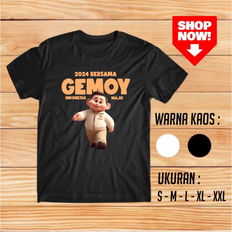 Kaos Baju Prabowo Gemoy Kartun Presiden Gemoy Prabowo Terbaru