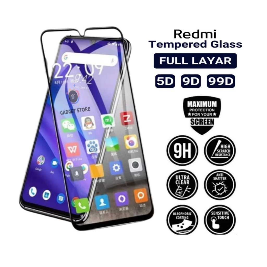 Tempered Glass Full Layar 5D Redmi 7 Redmi 8 8a Redmi 9 9a 9c 9T Redmi 10 10a 10c 10T Redmi 11 tg an