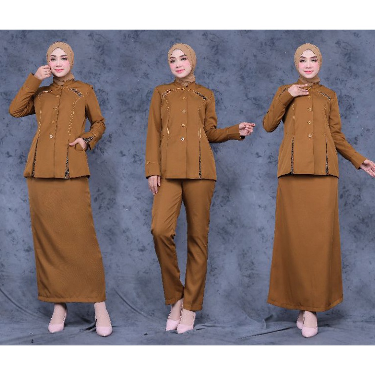 Barang Pilihan.. SERAGAM PEMDA BATIK BELAH STANDAR SET ROK A / SET CELANA PANJANG / SET ROK SPAN  BA