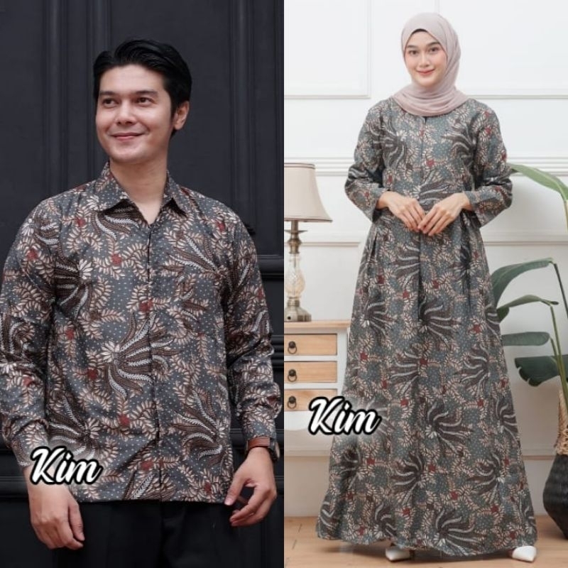 Batik couple - baju batik keluarga moderen gamis wanita kemeja lengan panjang terlaris standart jumb