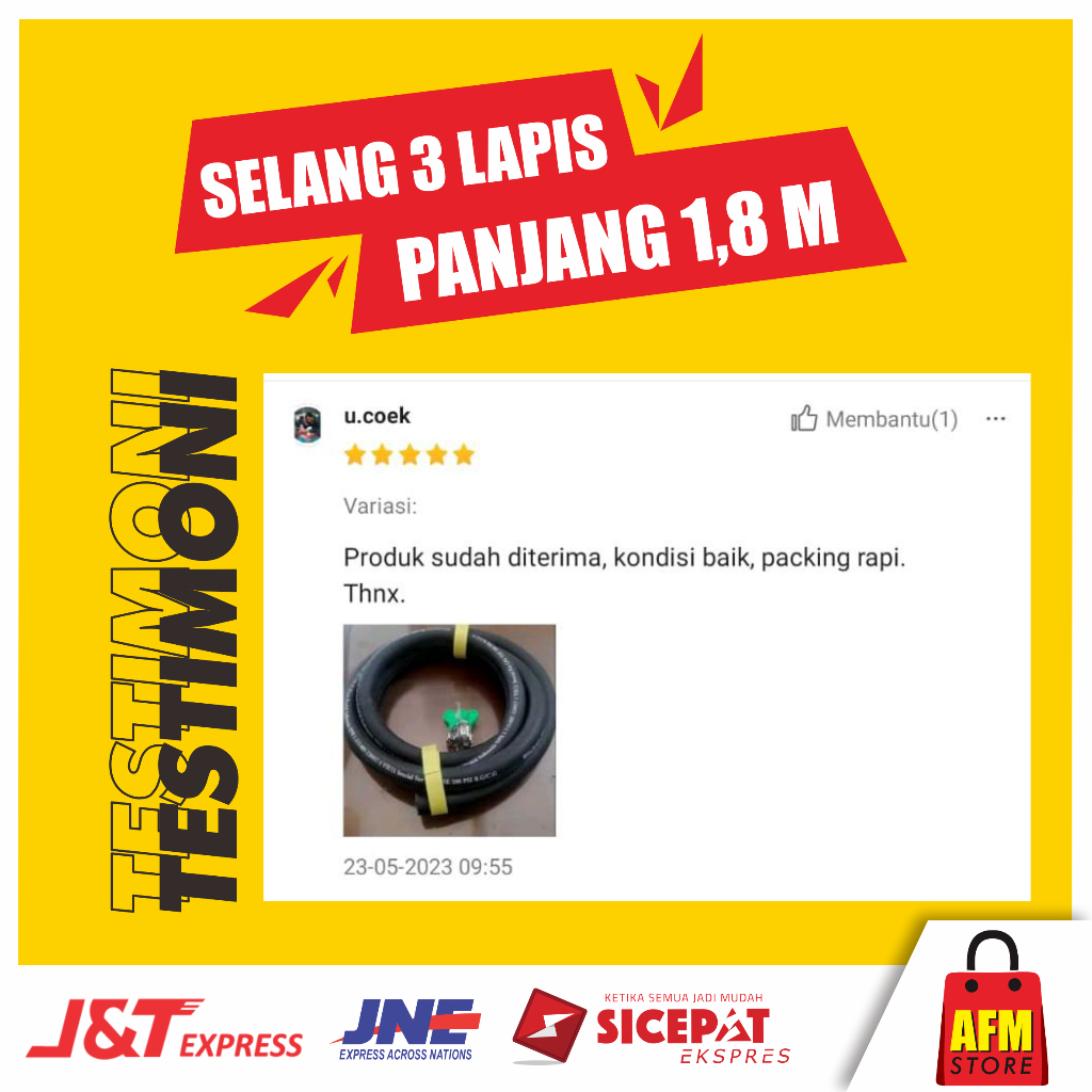 Molen_Legit Selang Gas Lpg Tpe 3 Lapis "Inchristo" Original Warna Hitam