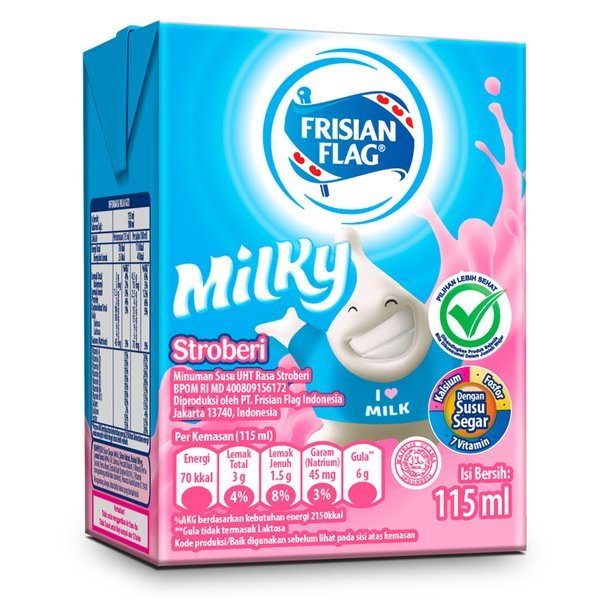 

4 PCS FRISIAN FLAG SUSU CAIR UHT MILKY STRAWBERRY 115 ML