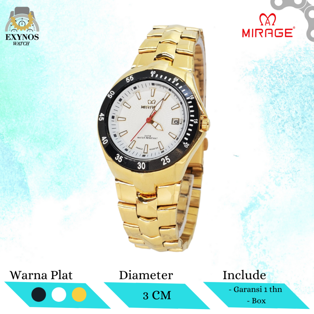 JAM TANGAN MIRAGE ORIGINAL COWOK CEWEK BRP GOLD