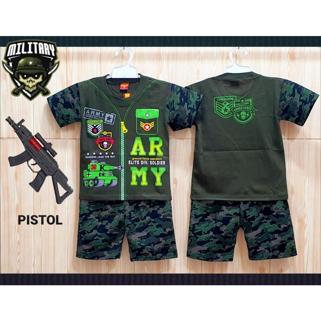 Setelan Anak Baju Army Tank free Pistol Mainan / Baju Tentara anak 2-10 tahun