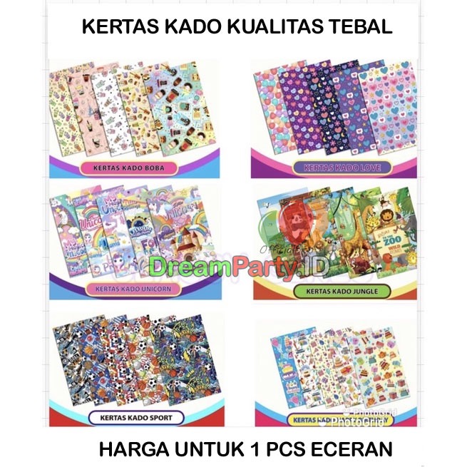 

Kertas Kado Kertas Kado Squeezy 70gsm / Ukuran 65 x 50 cm