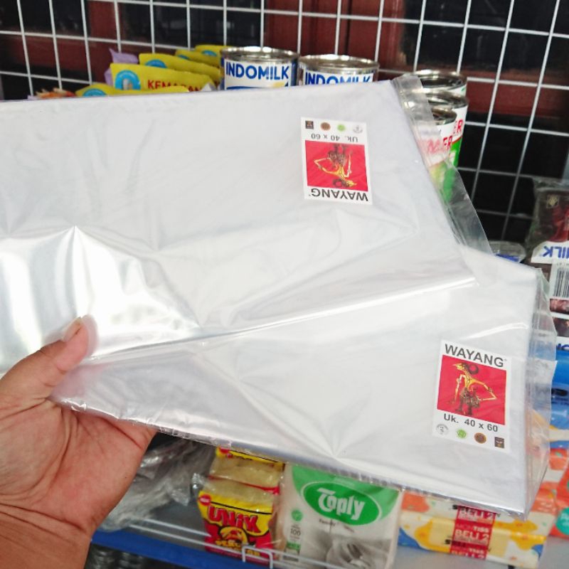 Plastik wayang Bening size 60x40/Plastik PP 15x27