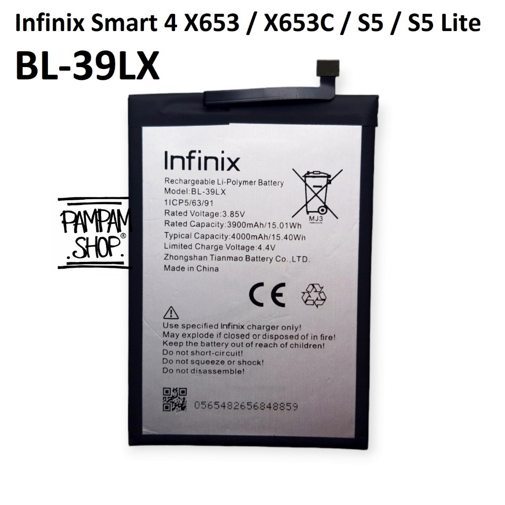 Baterai Infinix Smart 4 X653 X653C S5 X652 X652A S5 Lite X652B BL-39LX BL39LX Batre Batrai Battery HP Handphone Ori Original OEM