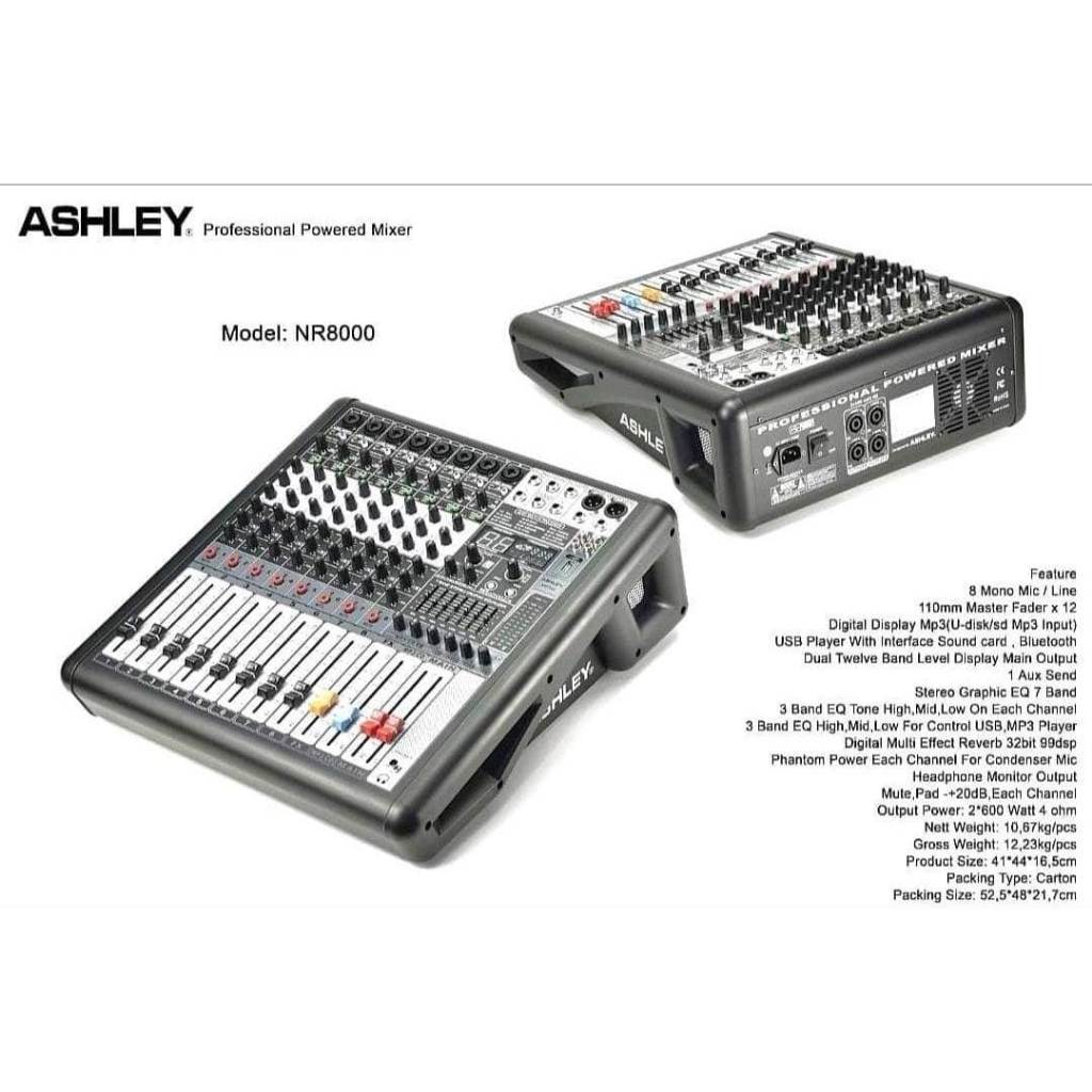 Power Mixer 8 Channel ASHLEY NR8000 NR8000 2x600Watt 4ohm Original