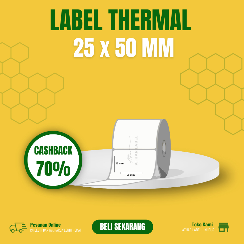 

Label Thermal 50x25mm - 50x25 - 50 x 25 mm (1 LINE) Printer Label Barcode