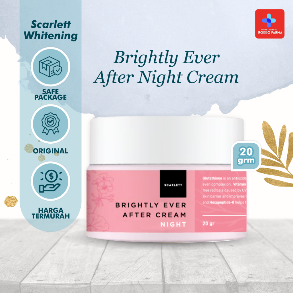 Scarlett Whitening Brightly Ever After Night Cream - Moisturizer Krim Pelembab Wajah untuk Mencerahk