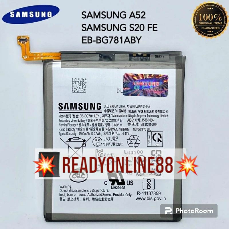 Baterai Samsung A52 Batre Samsung S20 Fe A52 Original EBBG781ABY