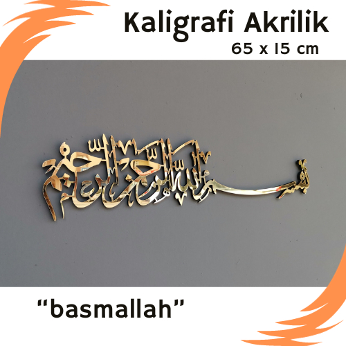 SUPER ELEGAN KALIGRAFI AKRILIK MIRROR GOLD "BISMILLAH" KALIGRAFI PAJANGAN DINDING TERMURAH