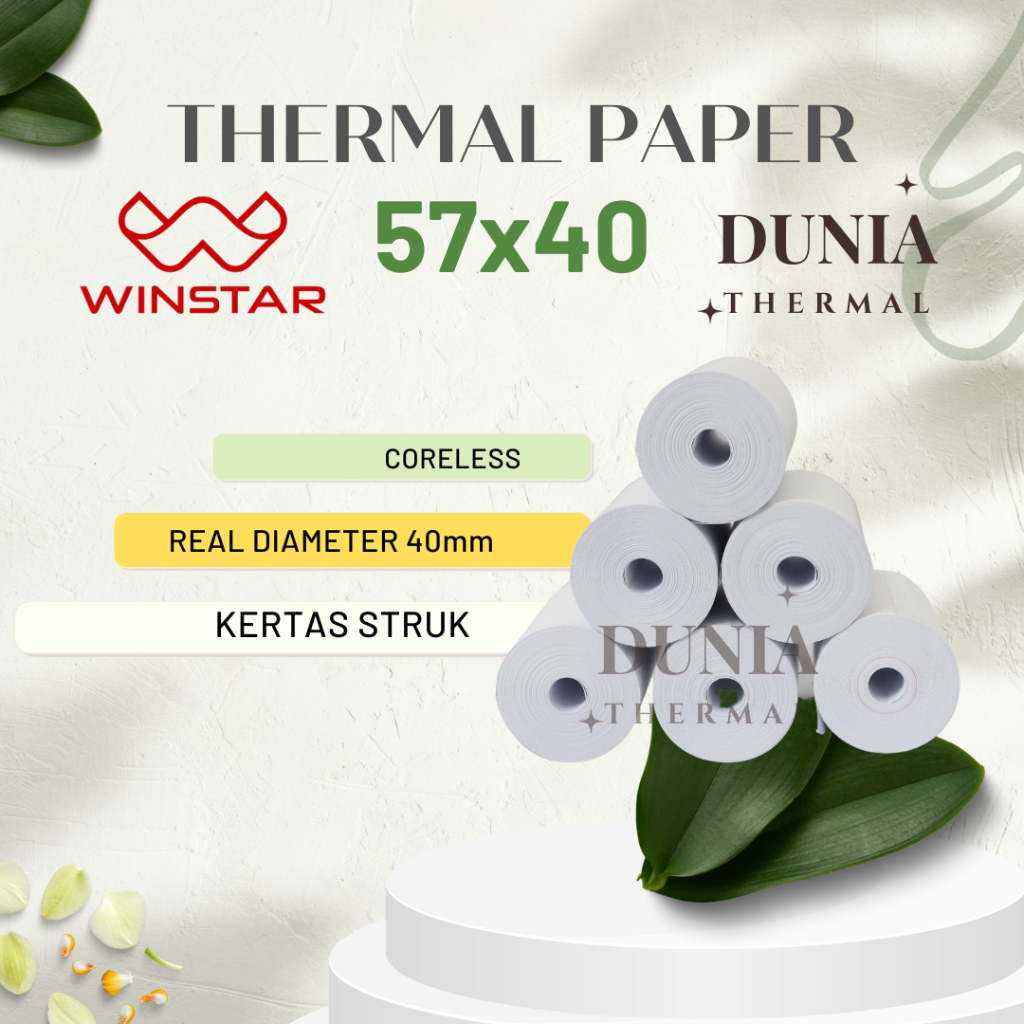 

Kertas Struk Thermal Uk. 57x40 per Roll Coreless