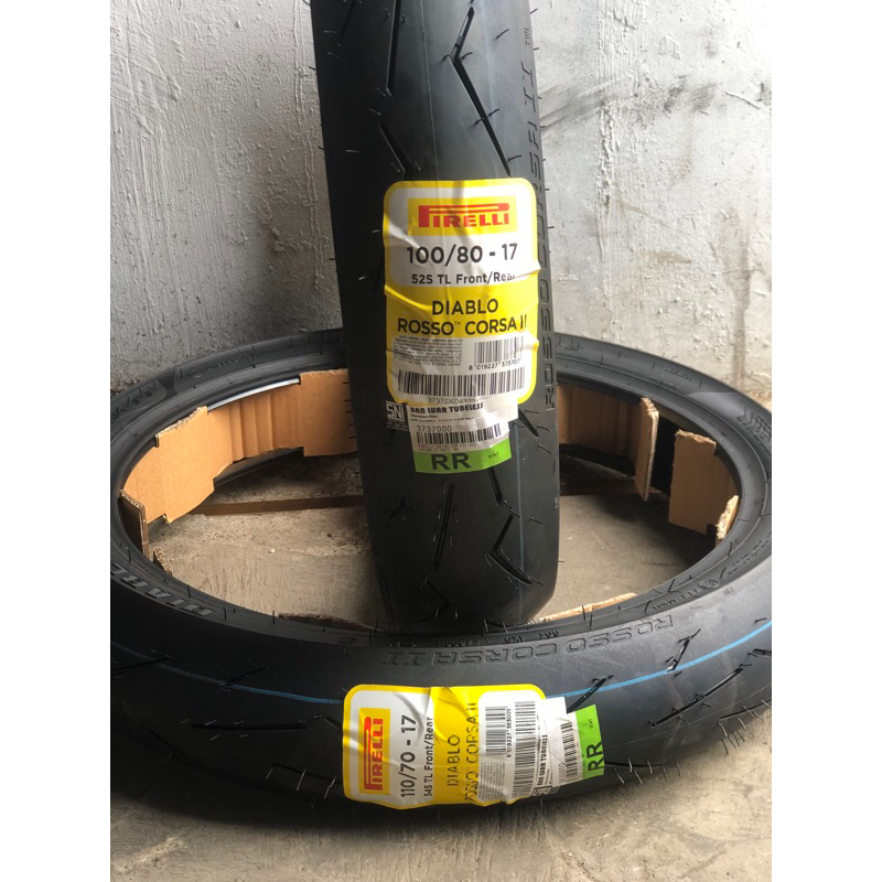 Sepasang Ban Pirelli Diablo Rosso Corsa II 110/70-17 100/80-17 Ban Pirelli Ninja R Ninja RR MX King 