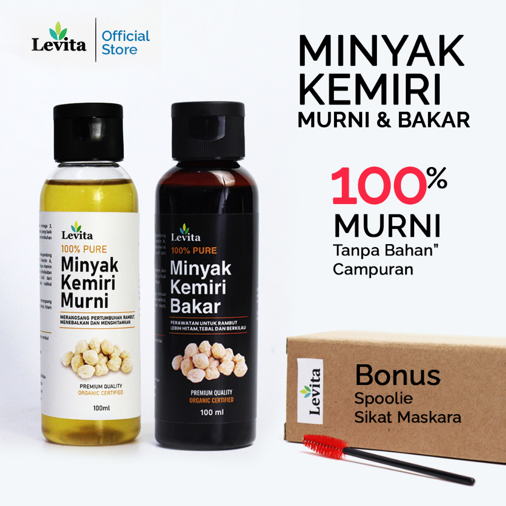 Levita Minyak Kemiri Murni Dan Kemiri Bakar 100% Asli Penumbuh Rambut Brewok Alis Bulu Mata dan Ramb