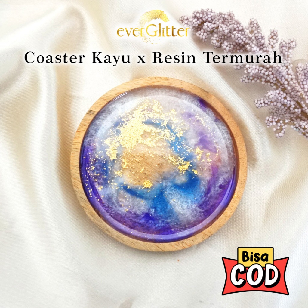 Coaster Tatakan Gelas Kayu Resin Artistik