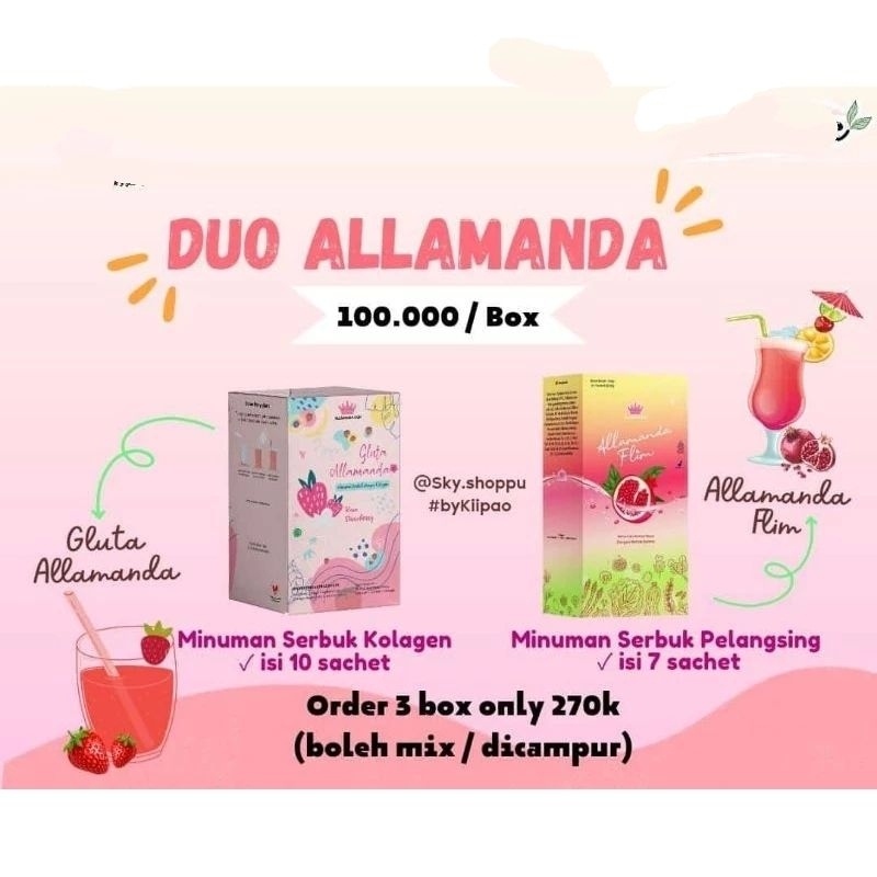 ♥️As♥️'Gluta Allamanda Minuman Kolagen Pemutih Kulit  ~ Susu Pemutih Gluta kolagen