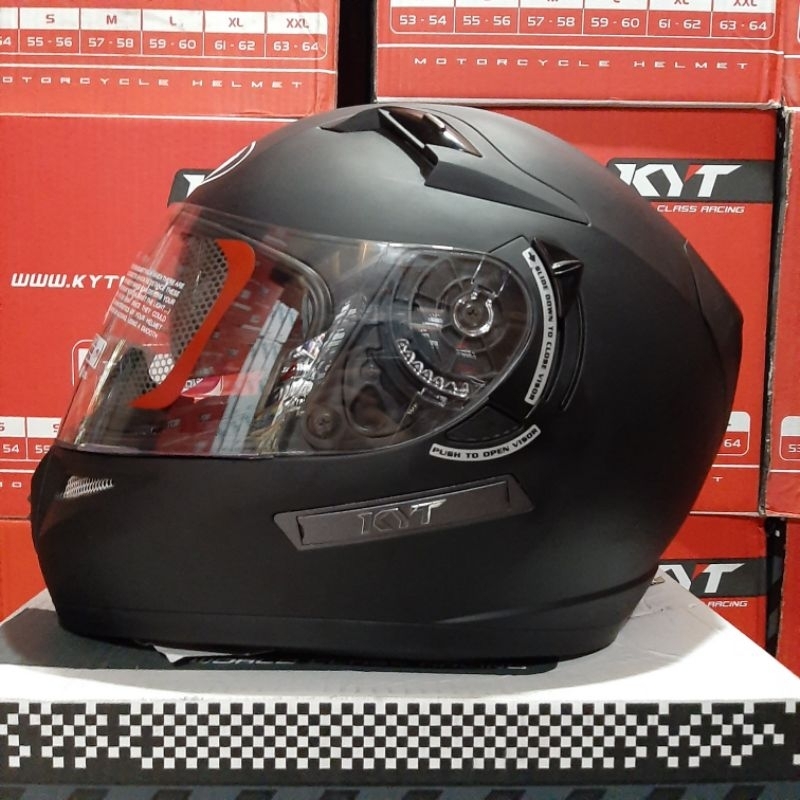 Helm full face KYT K2 Rider Solid Black Matt / KYT K2rider polos black dop / KYT K2R solid black dof