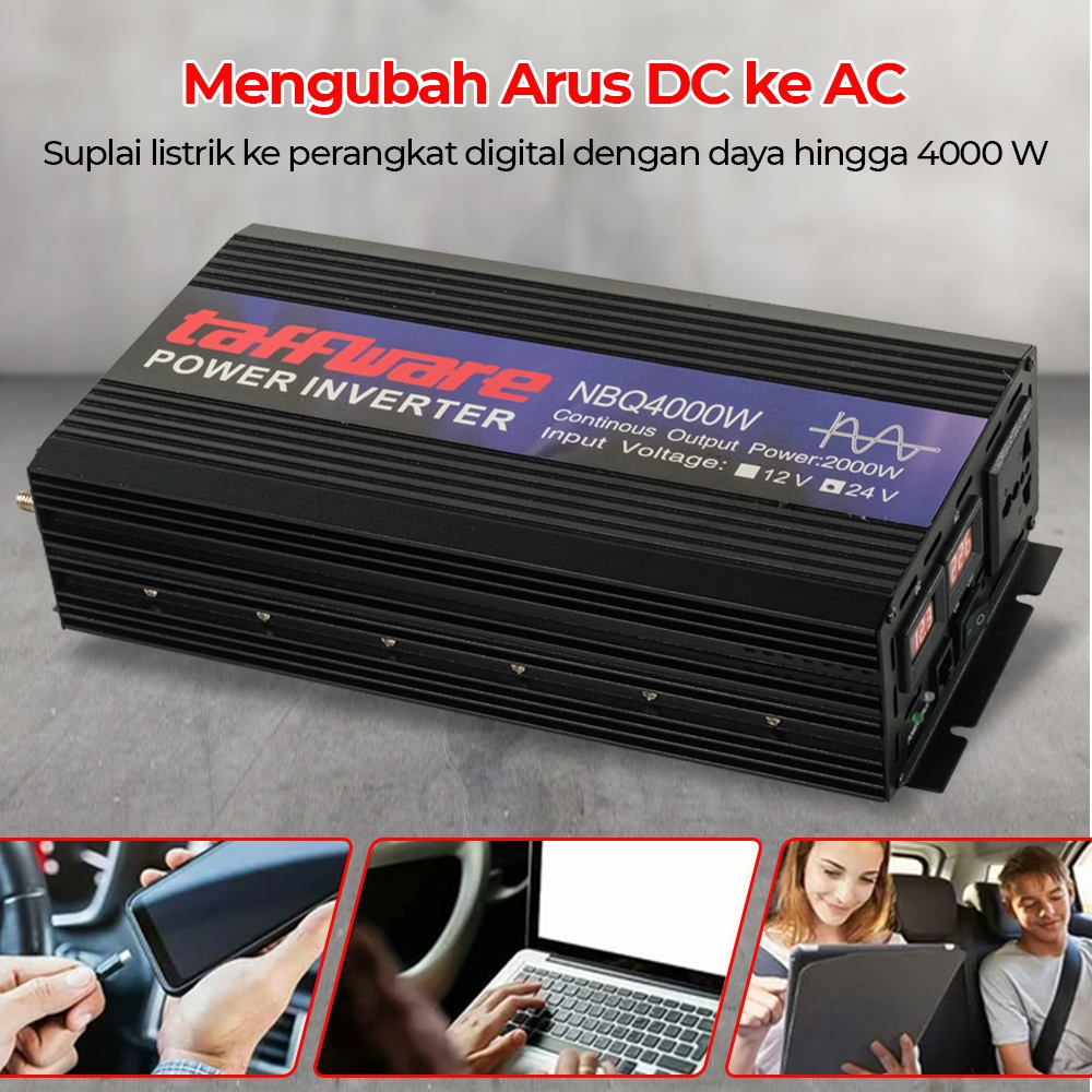 Taffware Power Inverter PSW REAL PURE SINE WAVE Car DC 12 V to AC 220V 1000/1600/2000/3000/4000 WATT