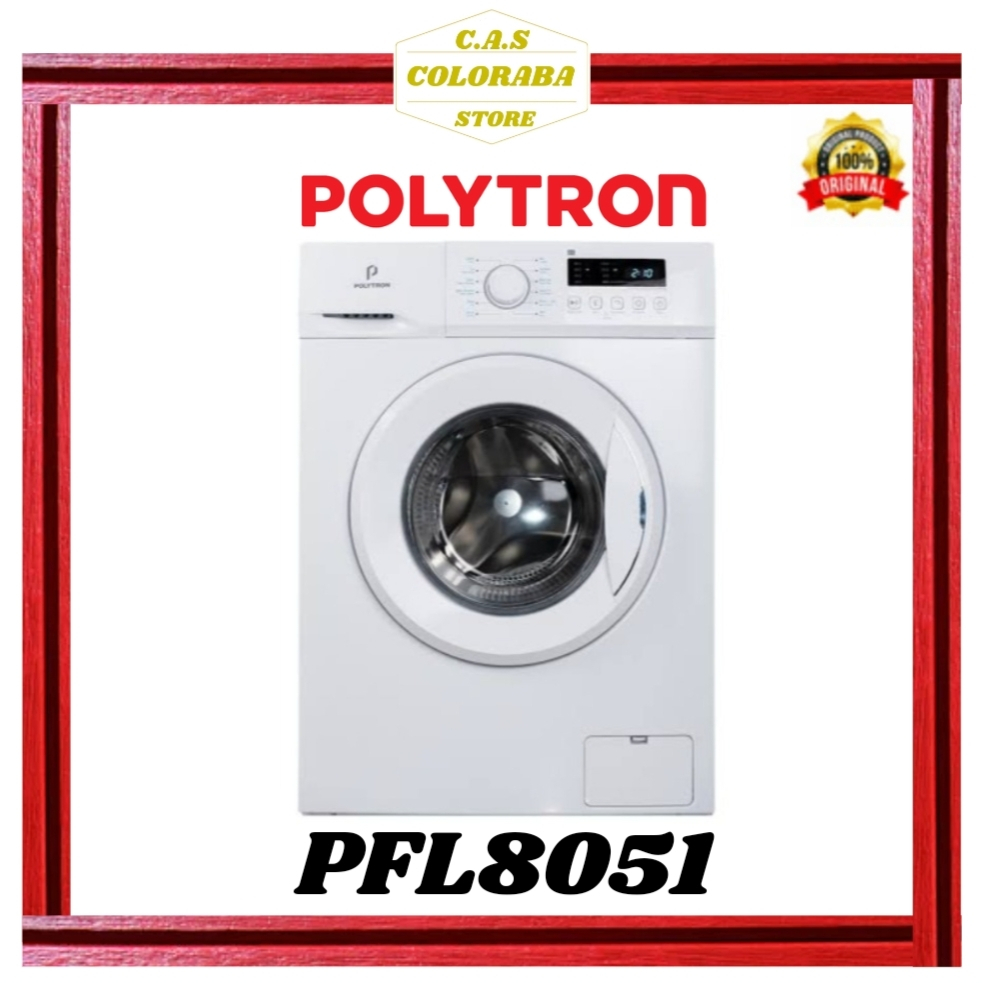 MESIN CUCI POLYTRON PFL8051 MESIN CUCI FRONT LOADING 8 KG INVERTER PFL 8051 PFL-8051