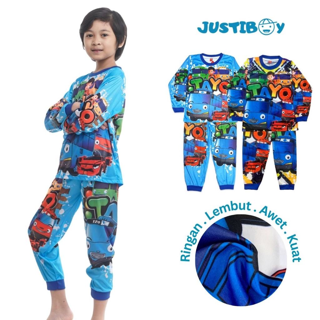 Piyama Anak Laki Laki Karakter Tayo / Baju Tidur Anak Cowok 3 - 12 Tahun