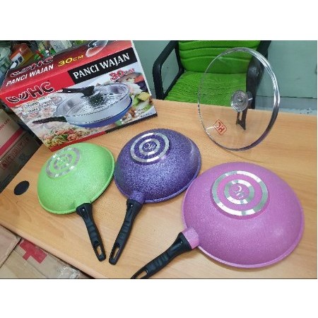 Wok pan 30cm HC panci wajan penggorengan tutup kaca