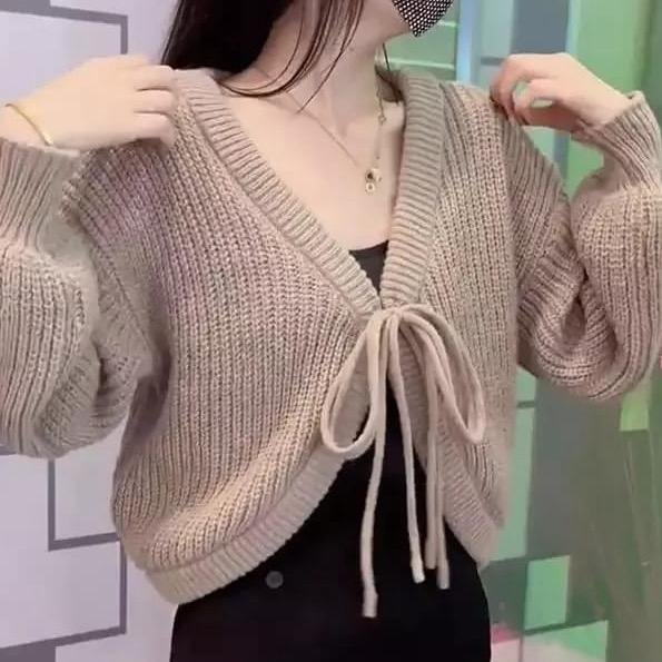 CROP TOP RIB BALERO TALI KNIT OVERSIZE CABLE OUTHER  SWEATER RAJUT